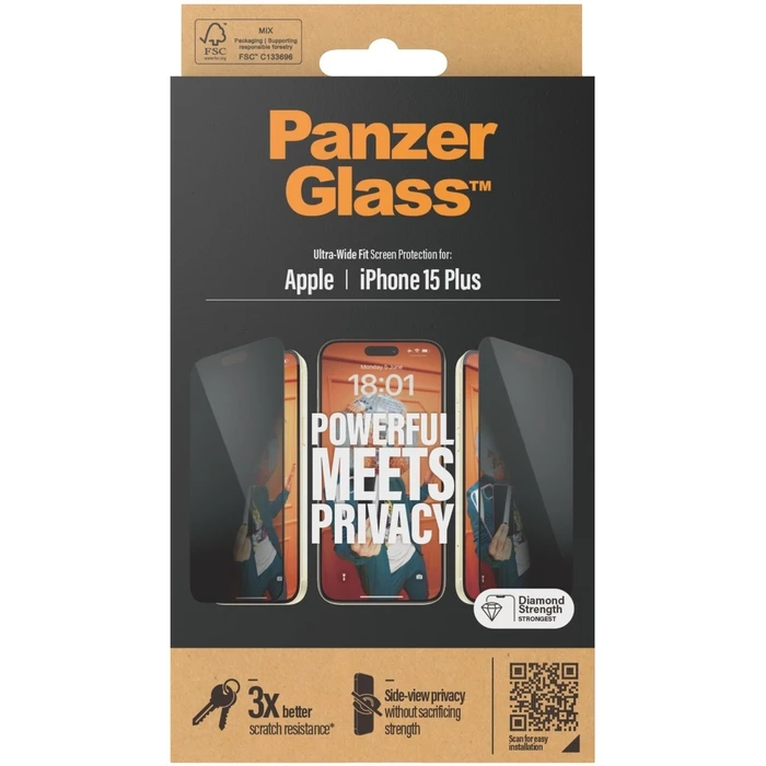 Προστατευτικό Οθόνης PanzerGlass Privacy Screen Protector iPhone 15 Plus. UWF