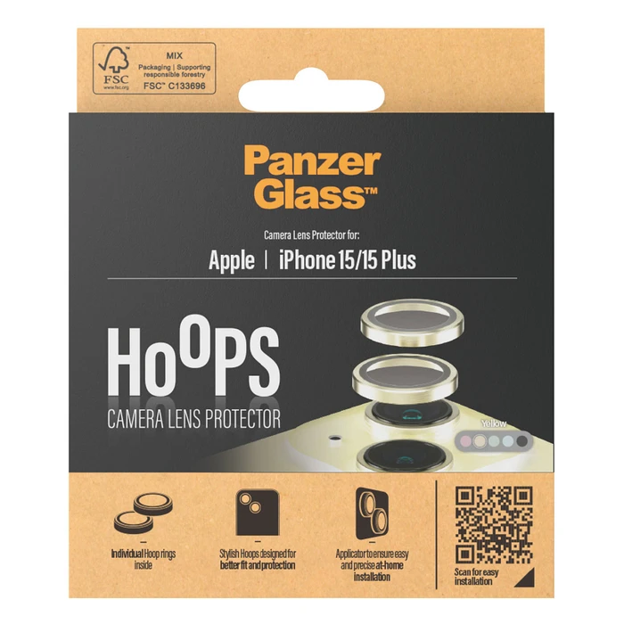 Προστατευτικά Κάμερας Κινητού PanzerGlass Hoops iPhone 15. 15 Plus Yellow