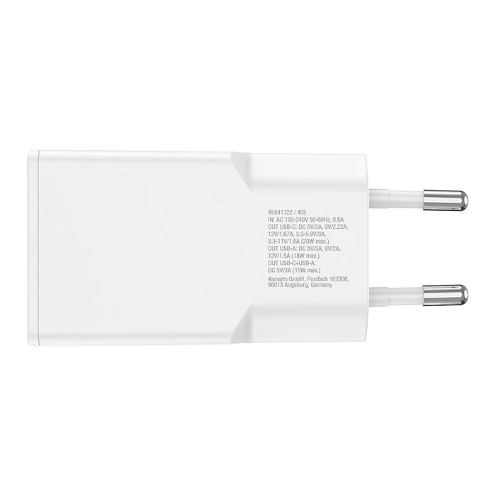 Φορτιστής Πρίζας 4Smarts charger PDPlug Duos Slim 20W GaN USB-C/A+USB-C