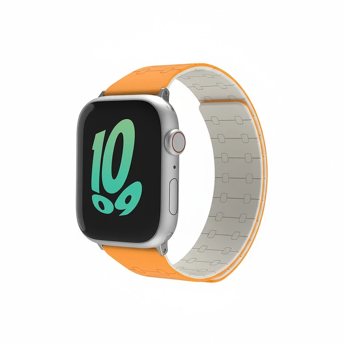 Λουράκι Premium Pro for Apple Watch, Orange/White, 44mm, 45mm, 42mm (Series 1/2/3), 49mm, 46mm, GA-MAG-BNDA-P+GSL
