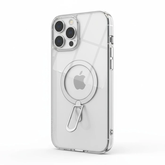 Θήκη Κινητού GUAN 10H Hartglas with Kickstand for iPhone 16, Transparent/Silver, GA-MAGCS-IP24-SLS61WHT