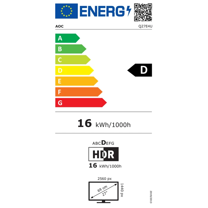 Monitor 27" AOC Q27E4U 16:09 HDMI+DP+USB Black