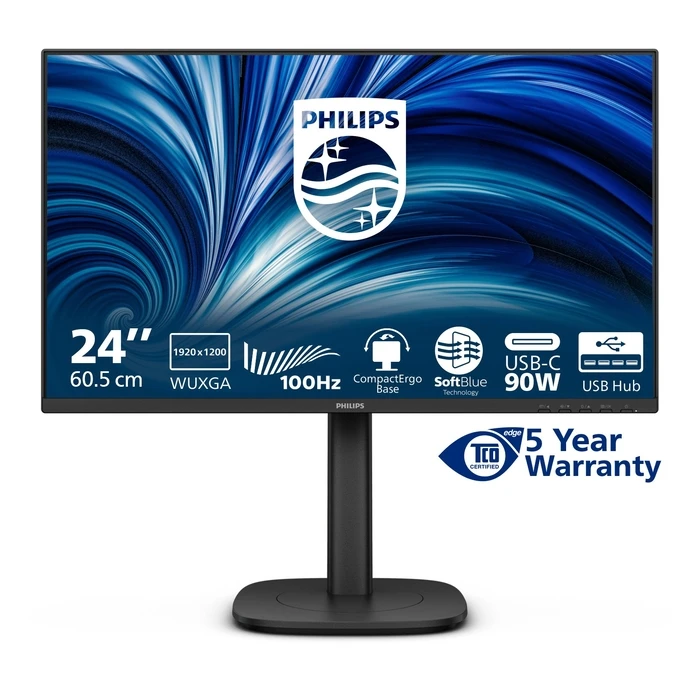 Monitor 24" Philips 24B2U3301D - Full HD, (1920x1080, 120 Hz, 1x HDMI 1.4, 1. DP 1.4, 1x DP Black