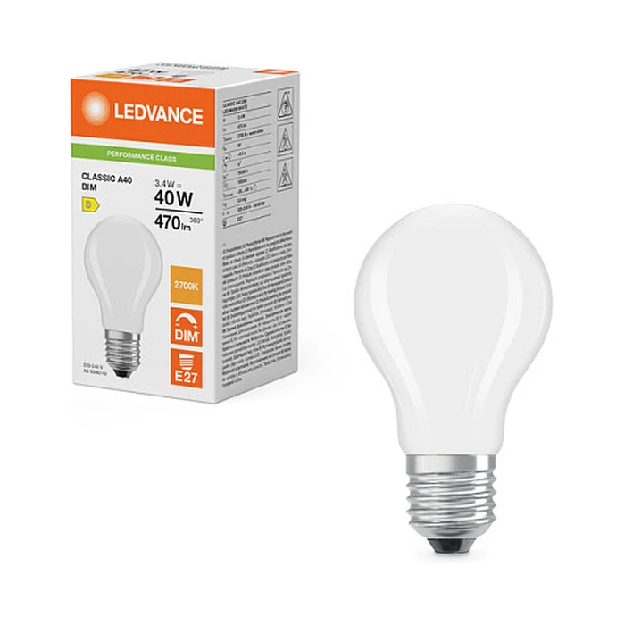 Λάμπα LED Osram Classic A 40 Filament DIM P 3.4W 827 Frosted Dimmable LED, classic