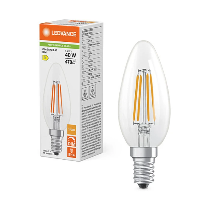 Λάμπα LED Osram Classic B 40 Filament DIM P 3.4W 827 Clear E14 Dimmable LED, classic