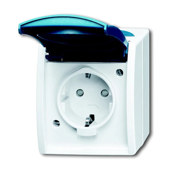 Πρίζα Ρεύματος Busch-Jaeger Ocean - Single with Hinged Cover - (AP) *Gray/Blue-green*