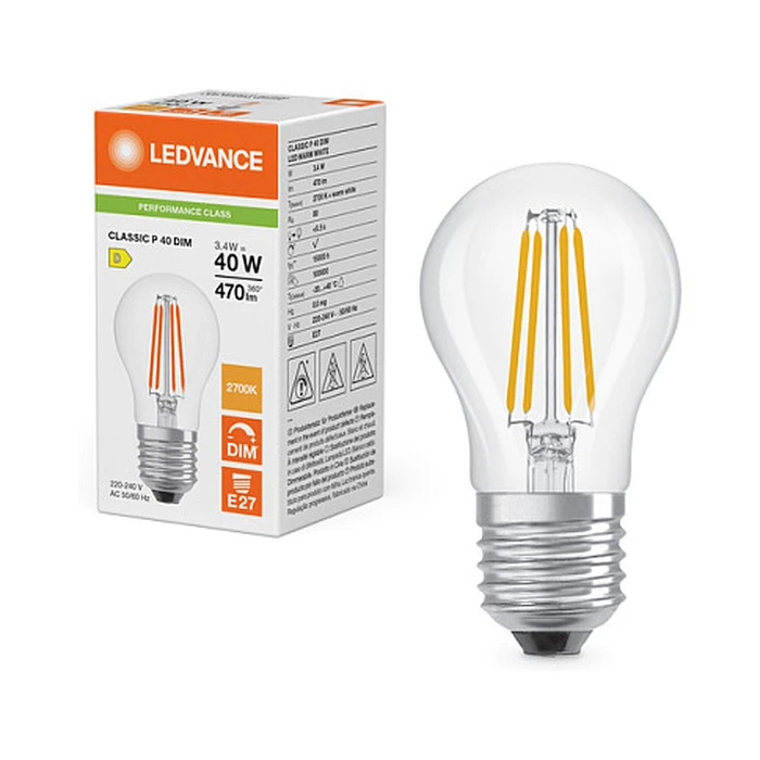 Λάμπα LED Osram Classic P 40 Filament DIM P 3.4W 827 Clear E27 Dimmable LED, classic