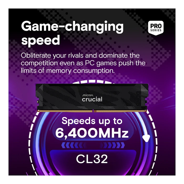 Μνήμη RAM Σταθερού DDR5 Crucial Pro 6400 Kit 32GB 2x16GB UDIMM CL32 B Overclocking
