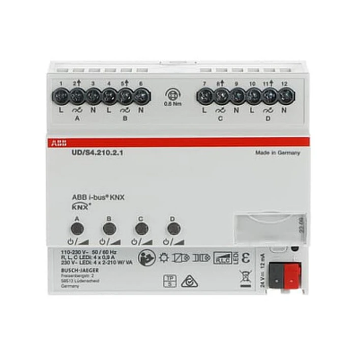 Ενδιάμεσος Διακόπτης ABB UD/S4.210.2.1 LED-Dimmer 4 x 210 W/VA. Busch KNX REG-Univer
