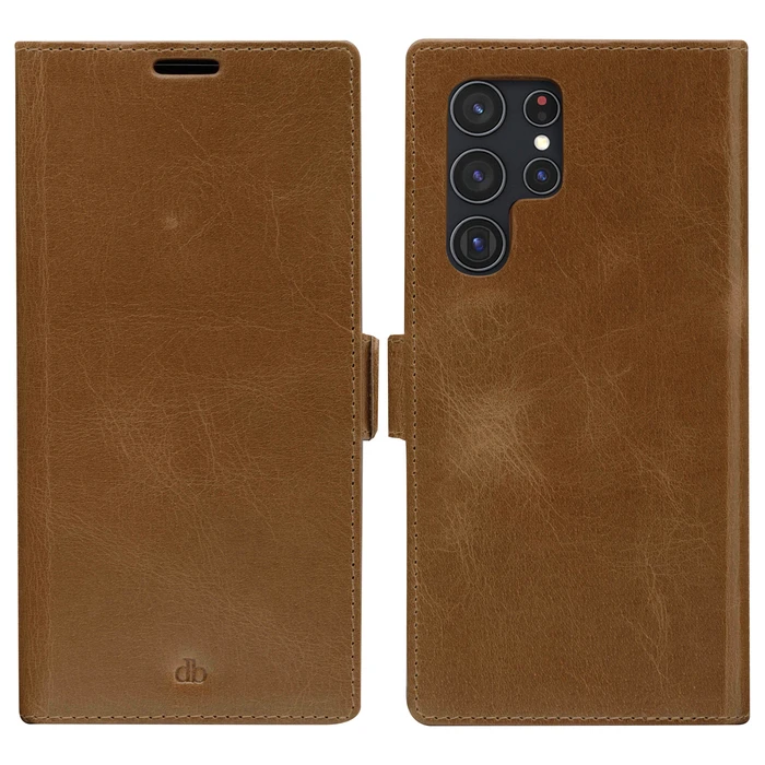 Θήκη Κινητού Dbramante1928 Lynge - Flip - grained leather - Light brown - for Samsung Galaxy S22 Ultra