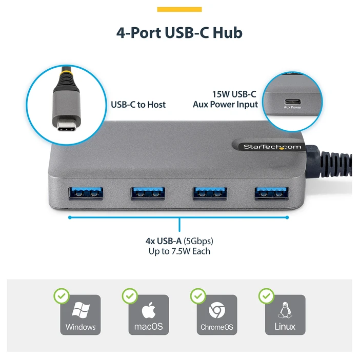 USB Hub StarTech 4-Port USB-C HUB 5GBPS