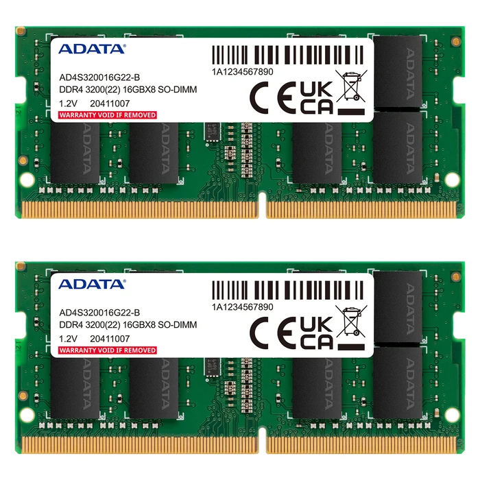 Μνήμη RAM Φορητού DDR4 16GB Adata SO-DIMM 3200 (2x 8 GB) Dual-Kit (grn, AD4S32008G22-DTGN, Premier)