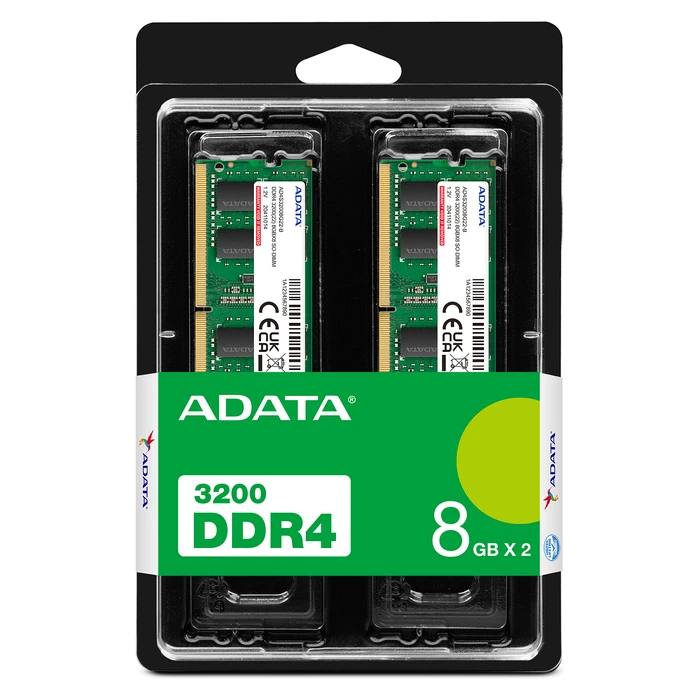 Μνήμη RAM Φορητού DDR4 16GB Adata SO-DIMM 3200 (2x 8 GB) Dual-Kit (grn, AD4S32008G22-DTGN, Premier)