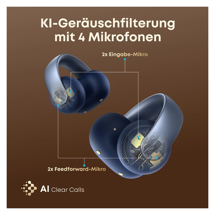 Bluetooth Handsfree Anker Soundcore AeroClip Blue Open Clip-Earbuds Hi-Res Sound LDAC NC IP55 KI-gesttZTE