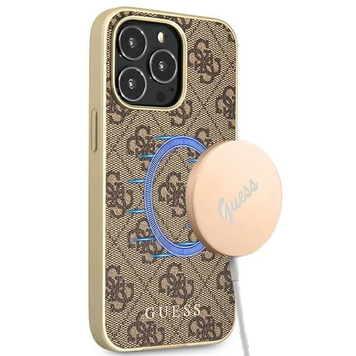 Guess GUHMP13LG4GB Apple iPhone 13 Pro brown hard case 4G Collection MagSafe