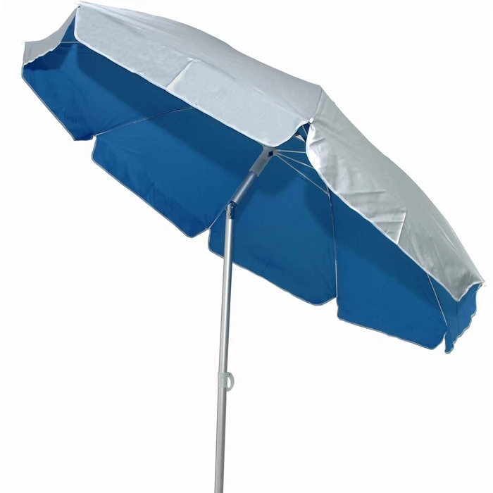 Velco Veranda / Garden / Beach Umbrella Blue with Silver Exterior Coating & Screw-in Base 2.2 m Aluminum