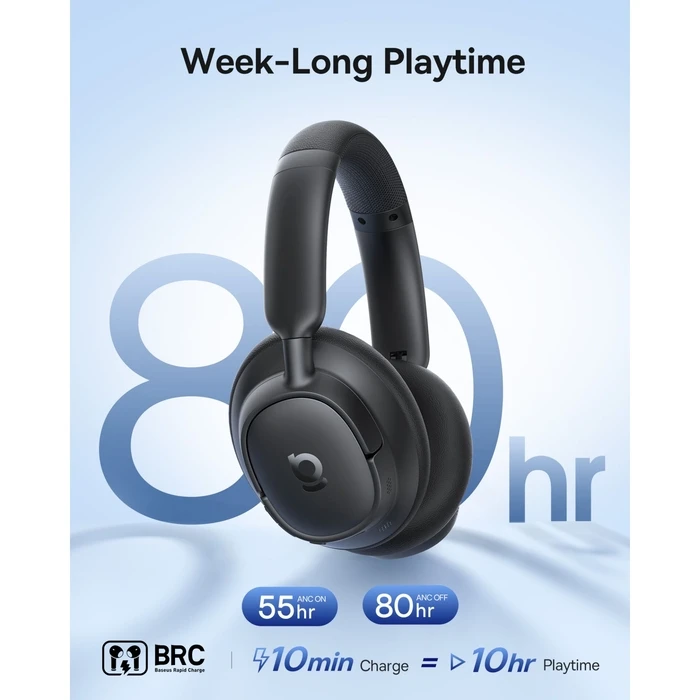Baseus Bass BH1 NC Wireless Bluetooth Over-Ear Headphones with 80 Hours Playtime and Quick Charge - Cosmic Black