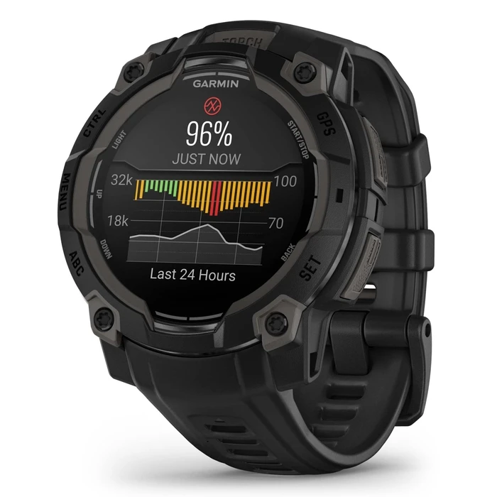 Garmin Instinct 3 AMOLED Aluminium 45mm Waterproof Smartwatch with Heart Rate Monitor (Black with Black Band)