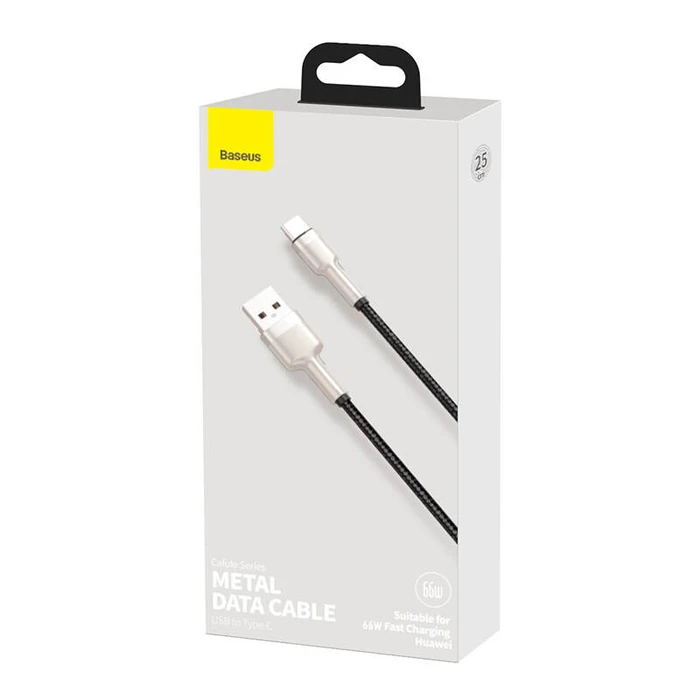 Καλώδιο USB to USB-C for Baseus Cafule, 66W, 0.25m (black)