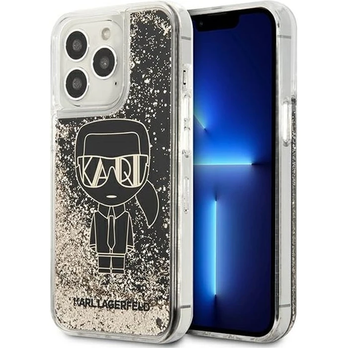 Karl Lagerfeld KLHCP13LLGGKBK Apple iPhone 13 Pro black hardcase Liquid Glitter Gatsby