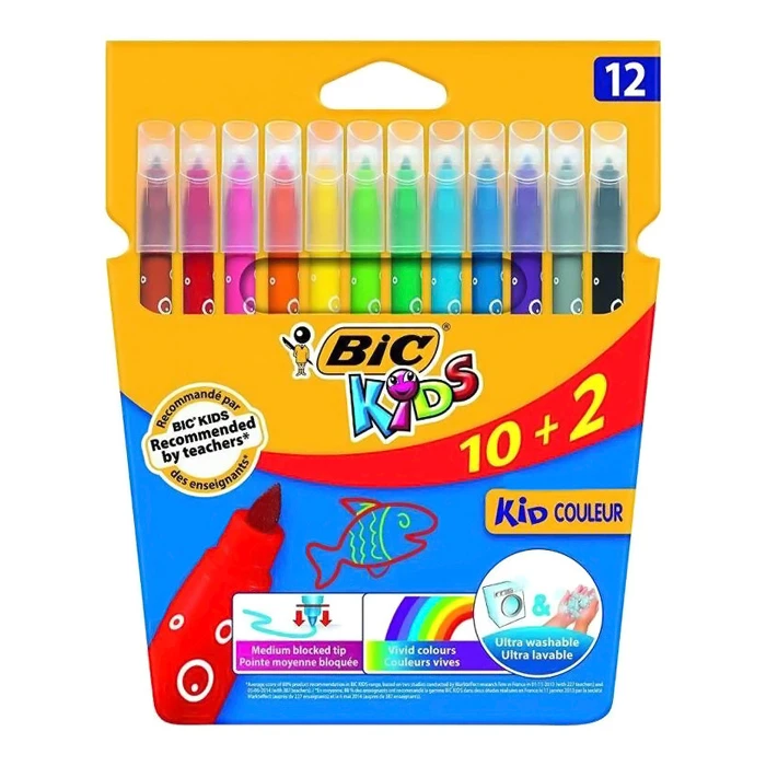 Σετ Χρωματιστών Bic Μαρκαδόρων Ζωγραφικής 216010322 Kid Couleur 12τμχ