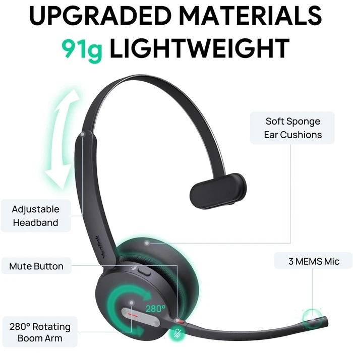 Ακουστικά VoIP Yealink Bluetooth BH70 Mono