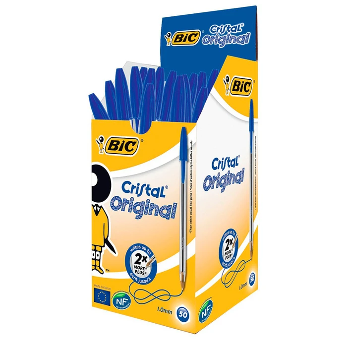 Στυλό Διαρκείας Bic Cristal Με Μύτη 1mm Μπλε 50τμχ