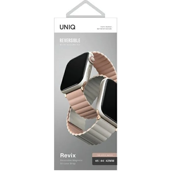 UNIQ Revix strap Apple Watch 4/5/6/7/SE/8/9/Ultra 44/45/49mm Reversible Magnetic pink-beige
