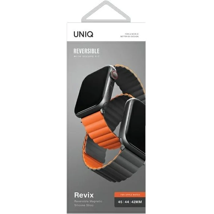 UNIQ Revix strap Apple Watch 4/5/6/7/SE/8/9/Ultra 44/45/49mm Reversible Magnetic grey-orange