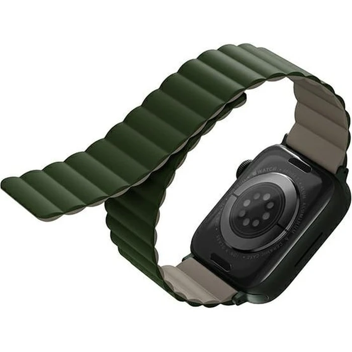UNIQ Revix strap Apple Watch 4/5/6/7/SE/8/9/Ultra 44/45/49mm Reversible Magnetic green-taupe/dark gray