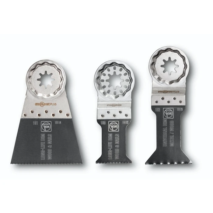 FEIN E‑Cut Saw Blade Combo Starlock Plus (3-piece) — Bi‑Metal, 65 mm, for wood, hardwood, drywall and plastic