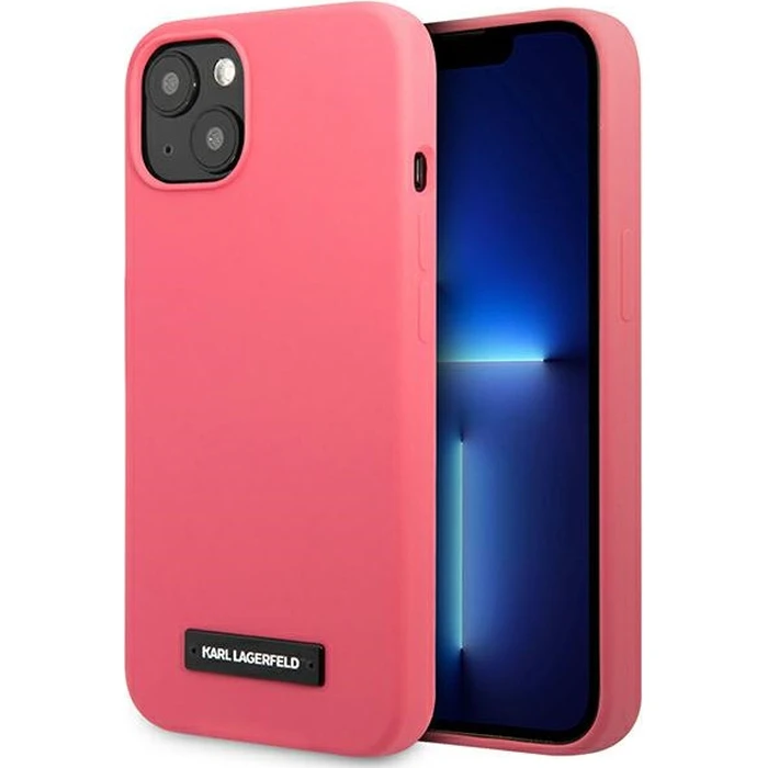 Karl Lagerfeld KLHCP13MSLMP1PI Apple iPhone 13 hardcase fuchsia Silicone Plaque