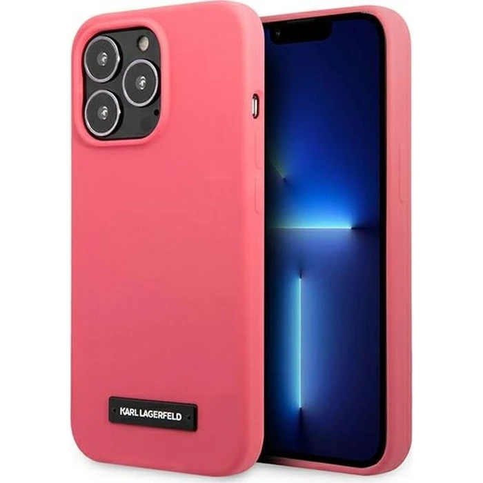Karl Lagerfeld KLHCP13XSLMP1PI Apple iPhone 13 Pro Max hardcase fuchsia Silicone Plaque