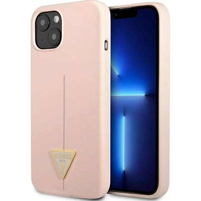Guess GUHCP13SSLTGP Apple iPhone 13 mini pink hardcase Silicone Triangle