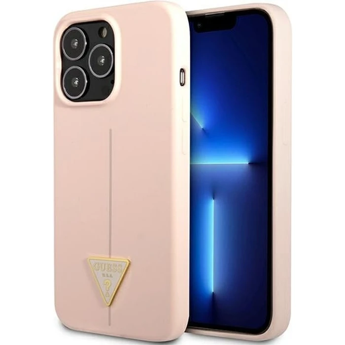 Guess GUHCP13XSLTGP Apple iPhone 13 Pro Max pink hardcase Silicone Triangle