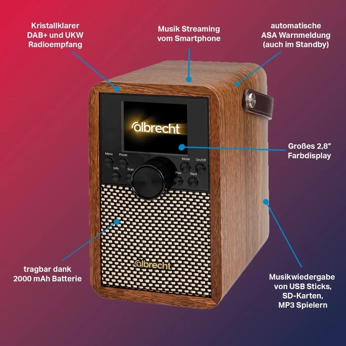 Albrecht DR 710 DAB+/UKW Ραδιόφωνο με ASA και ενσωματωμένη μπαταρία