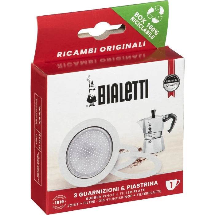 Bialetti Replacement Coffee Filter & 3 Gaskets for 1 Cup (0800031)