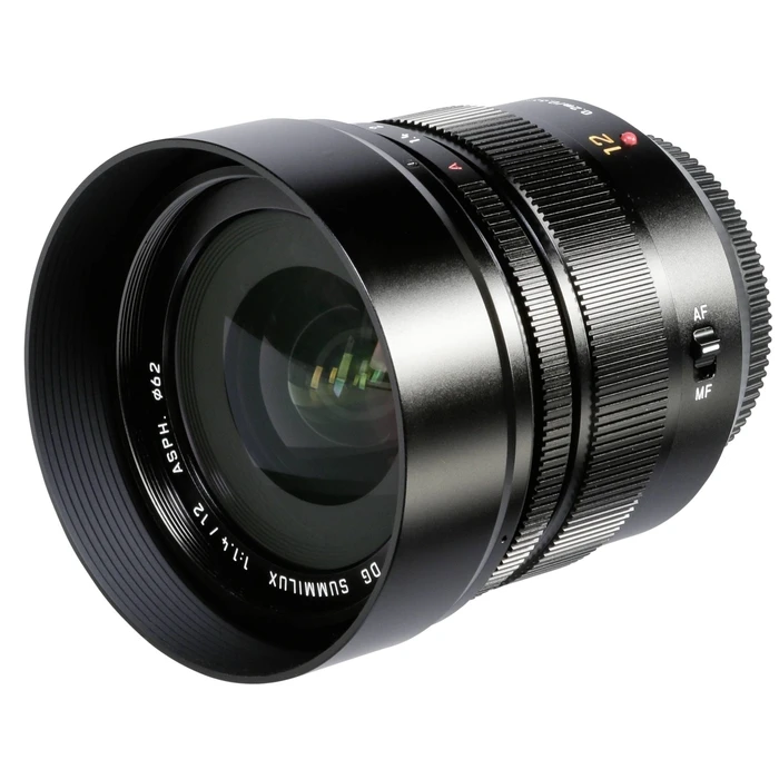 Panasonic Lumix G Leica DG Summilux 12mm f/1.4 Asph. Wide Angle Lens for Micro Four Thirds (MFT) Mount - Black
