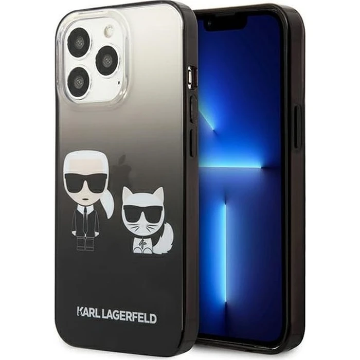 Karl Lagerfeld KLHCP13LTGKCK Apple iPhone 13 Pro hardcase black Gradient Ikonik Karl & Choupette