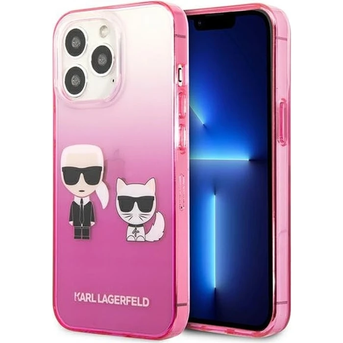Karl Lagerfeld KLHCP13LTGKCP Apple iPhone 13 Pro hardcase pink Gradient Ikonik Karl & Choupette