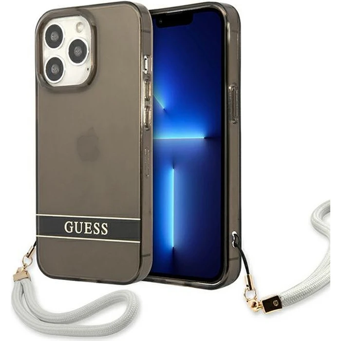 Guess GUHCP13LHTSGSK Apple iPhone 13 Pro black hardcase Translucent Stap