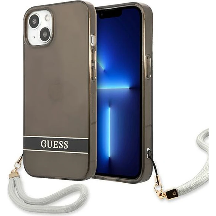 Guess GUHCP13SHTSGSK Apple iPhone 13 mini black hardcase Translucent Stap