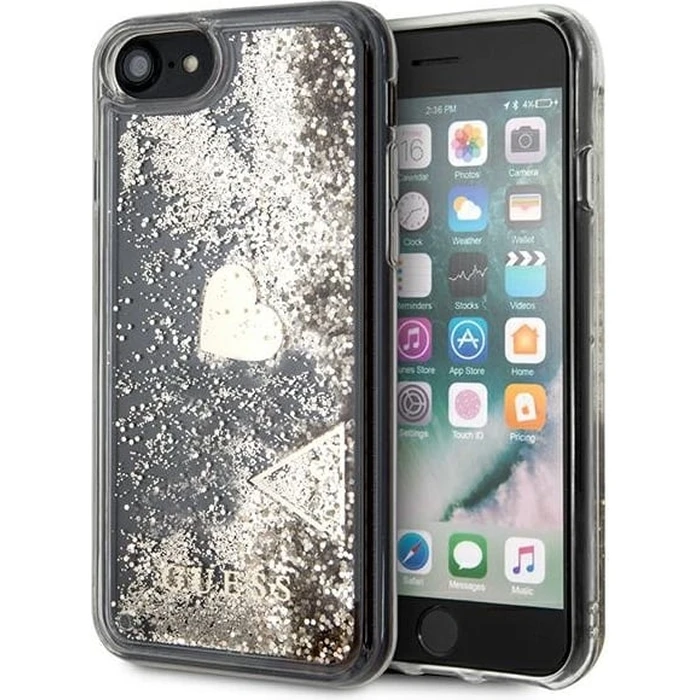 Guess GUOHCI8GLHFLGO Apple iPhone SE 2022/SE 2020/8/7 złoty hardcase Glitter Charms