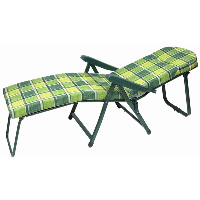 Velco Metal Patio Armchair-Bed Green Checkered (152-0118-6)