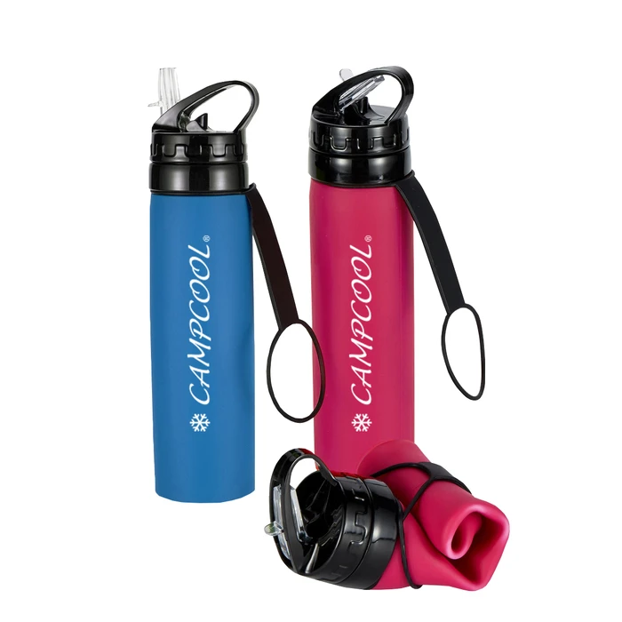CAMPCOOL Silicone Water Bottle 600 ml - Flexible/Collapsible (various colors)