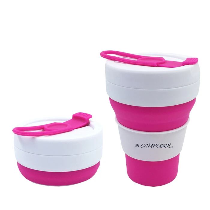 CAMPCOOL Silicone Foldable Cup 475ml with Silicone Straw - Various Colors