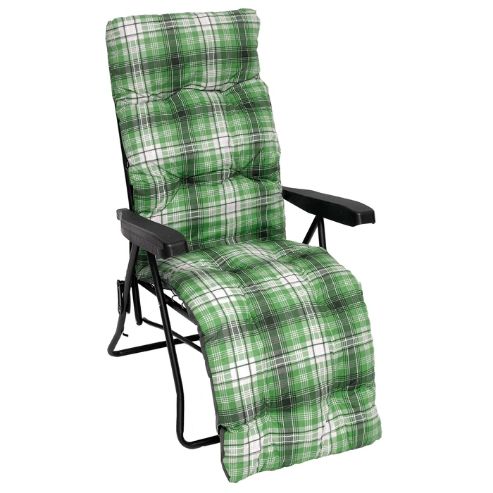Velco Foldable Metal Veranda Reclining Chair Green Check (SKU: 152-9014-6, EAN: 5203464024086)