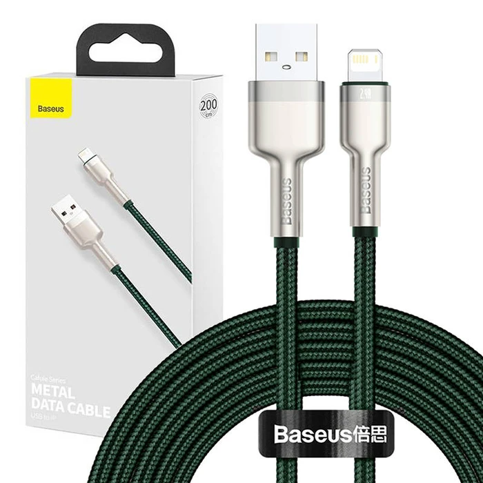 Καλώδιο Lightning for Lightning Baseus Cafule, 2.4A, 2m (green)