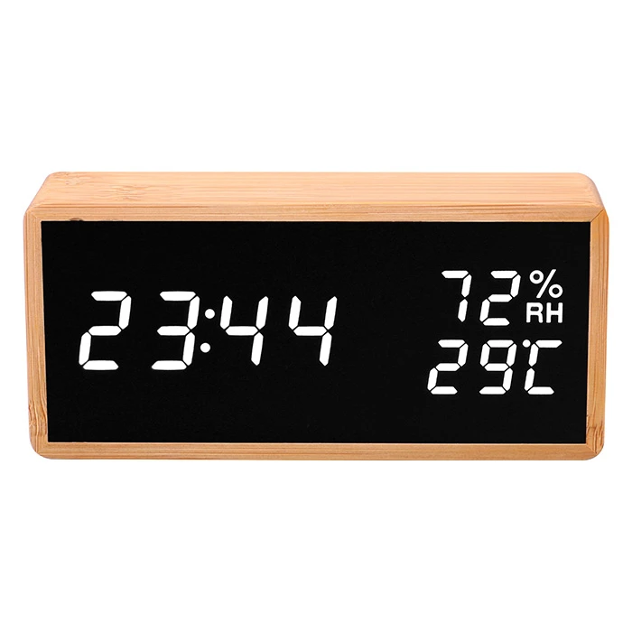 Ρολόι Θερμόμετρο Life Wes-108 Bamboo With Clock And Alarm Led Digits