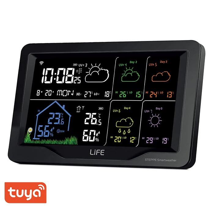 Μετεωρολογικός Σταθμός Life TUYA Smart Wi-Fi με εξωτερικό αισθητήρα και οθόνη 7.5"